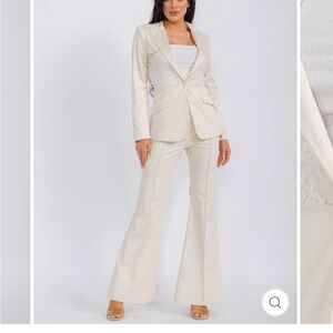 Elegant Cream Blazer and Pants Set